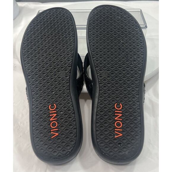 Vionic Tide Sandals Flip Flop Thong Black Supportive Sequin Strap Women Size 10 - Picture 15 of 15